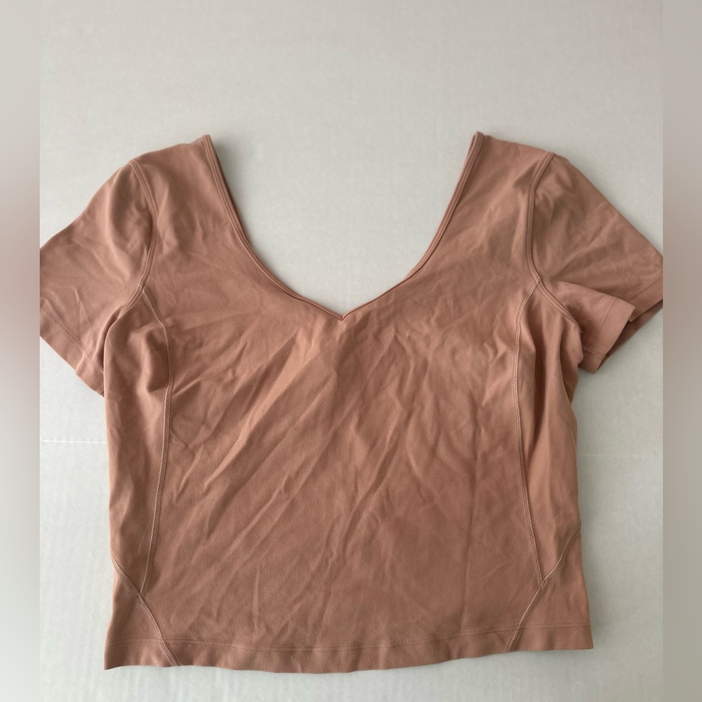 Lululemon Pink Crop Wide Shouldered   T-Shirt Short Sleeve